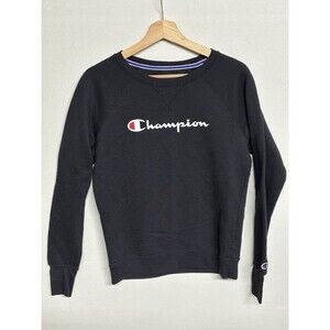 Champion Women's Size Small Black Long Sleeve Crew Neck Pullover Sweatshirt